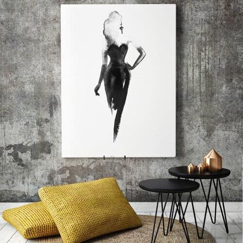 Xdr010 Black and white woman painting Watercolorwomen face picture art wall print painting living room bedroom decoration poster