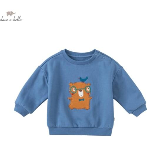 DBM18664 dave bella autumn baby unisex cartoon T-shirt children tops kids girls boys fashion tees