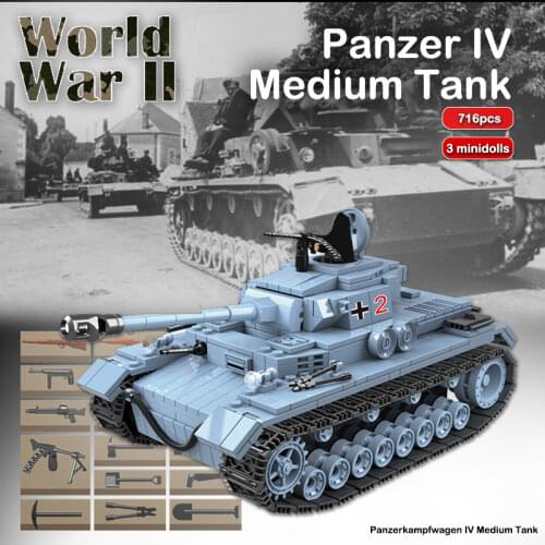 Gulo gulo Military Panzer IV Midium Tank Bricks Set WW2 Building Blocks Soldiers Weapons Army Models Kids DIY Toys for Gifts