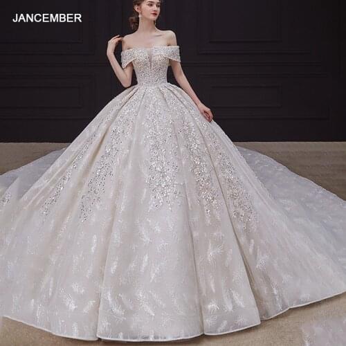 HLF21 Elegant Lace 2021 New Off Shoulder Wedding Dress Bridal Gown Vestidos De Novia Baratos Con Envio Gratis فساتين زفاف