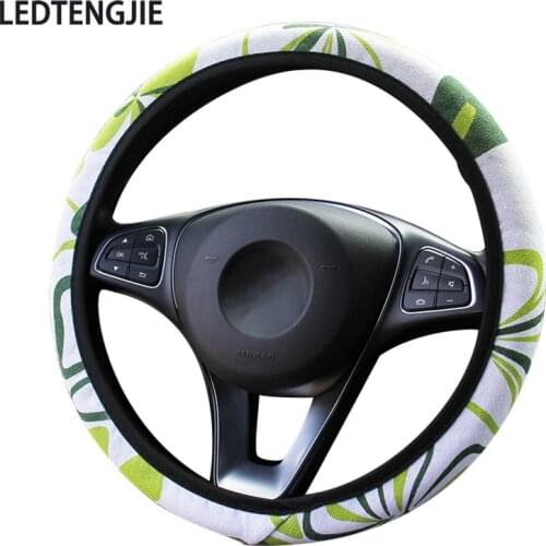 LEDTENGJIE New Style Car Steering Wheel Cover Butterfly Printed Cloth Elastic Band Acyclic Grip Cover