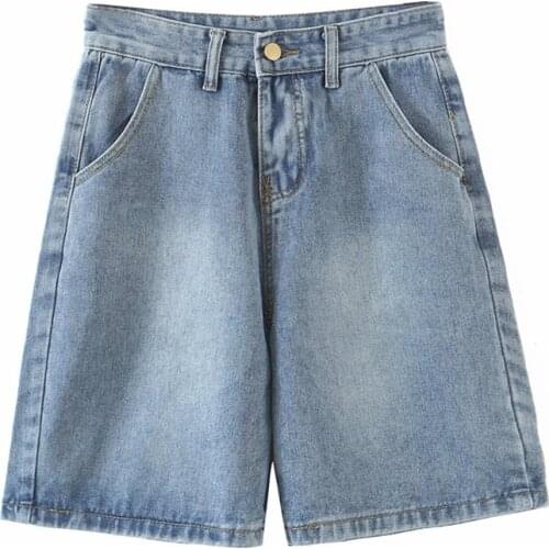 DOUJILI Summer Shorts High Waist Blue Short Jeans New Style Loose Denim Short Pants Fashion Casual Straight Shorts