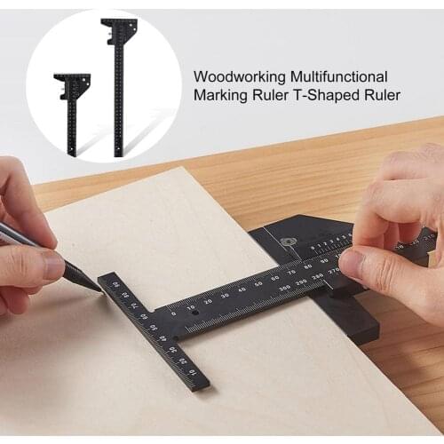 Aluminum Alloy Scale Measurement Labelling Ruler T Shape Woodworking Scriber Gauge Line Drawing Marking Tools For Carpentry