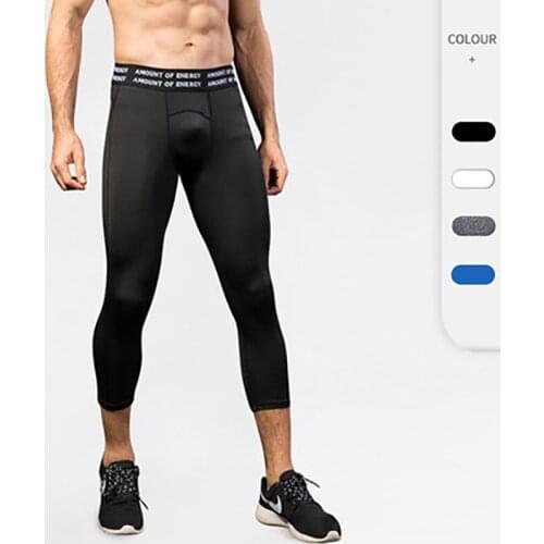Mens Compression Pants Gym Cropped Tight Sweatpants Breathable Quick Dry Running Pants Leggings For Men Fitness Workout Trouser
