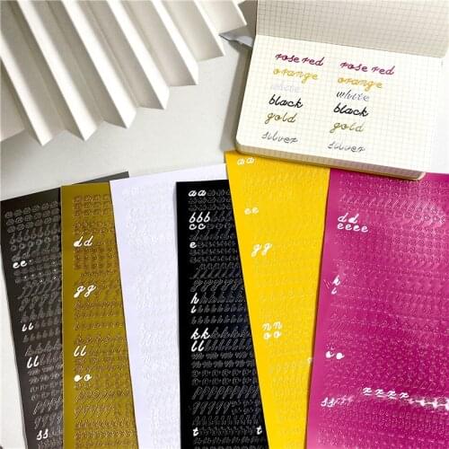 6 Pcs Set New Korean Super Popular DIY Gold And Silver Plated Creative Letters Sticker Ltalian Handwriting Decorative Stickers
