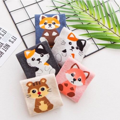 5pairs New Fashion Cartoon Women Kawaii puppy kitten fox Ankle Socks Socks Casual Cotton Harajuku Happy Socks For Christmas