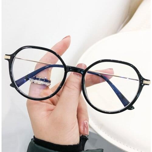LONSY Fashion Anti Blue Light Blocking Round Prescription Spectacle Women Myopia Glasses Computer Clear Eyewear Diopter