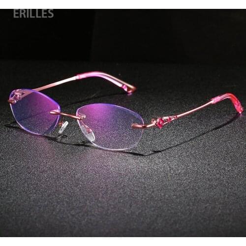 Anti Blue Ray Prescription Glasses Women Diamond Cutting Reading Glasses For Women Red Magnifying Eyeglasses Presbyopia Eyewear