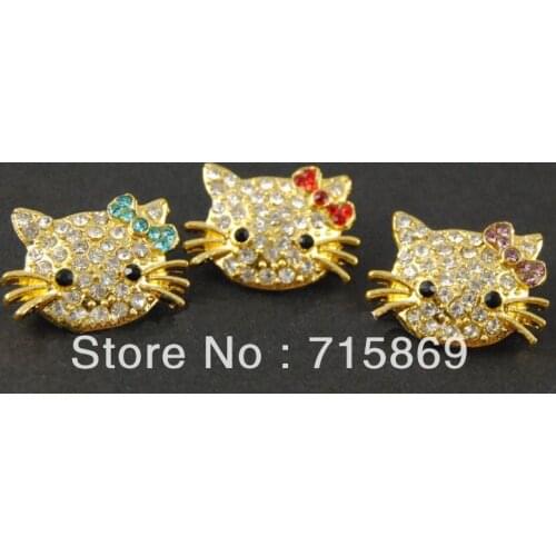One Color 200Pcs/Lot Gold tone Crystal Cat Bracelet Connector Charms beads