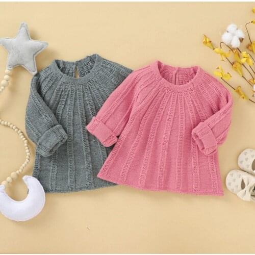 2021 Fall Baby Girl Sweater Autumn Winter Warm Colthes Kids Casual Sweaters Solid Pattern Knitted Outerwear Clothes