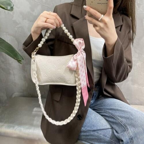 Autumn solid color popular small bag 2021 fashion pearl shoulder handbag underarm bag handbags women bags purse