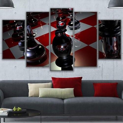 Home Decoration Posters Frame Living Room 5 Panel International Chess Modern Painting On Canvas Wall Art Pictures HD Printed