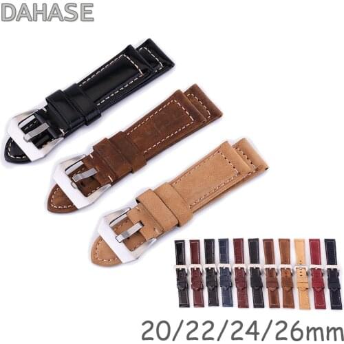 Genuine Leather Watch Band 20mm 22mm 24mm 26mm Cowhide Watch Strap Crocodile Matte Replacement Wrist Watchband Bracelet P8010