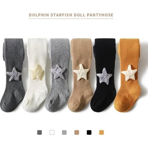 Spring autumn baby girls leggings dolphin star jewelry pantyhose outer wear pinstripe warm infant kids tights носки детские