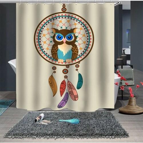 Custom Made Shower Curtain Bathroom Curtain Partition 1.5 x 1.8m 1.8 x 1.8m 1.8 x 2m Bohemian Tassel Wind Chimes Owl
