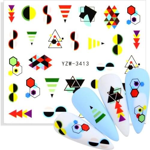 1 Sheet Water Nail Stickers Colorful Cartoon Animal Flamingo Geometric Patterns Sliders For Nail Decals DIY Manicure Decora