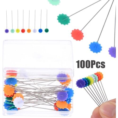 100Pcs/Box Patchwork Needle Craft Flower Button Head Pins Embroidery Pins For DIY Quilting Tool Sewing Accessories