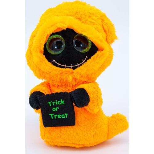15CM Ty Big Eyes Stuffed Peas Plush Animal Orange And Black Ghost With Collection Childrens Halloween Birthday Gift