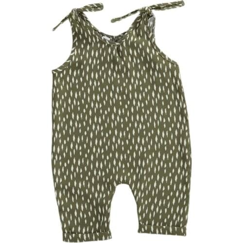 2020 Summer Baby Girls V-Neck Sleeveless Romper Children Breathable Cotton Suspender Jumpsuits 0-3T Toddler Clothing