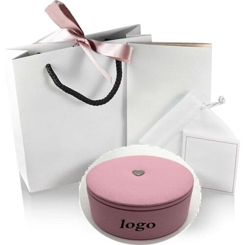 2020 New 100% Brand 1:1 Genuine Charm Pink Love Round jewelry Rotary Protection Box Original Bracelet Necklace Gift Set