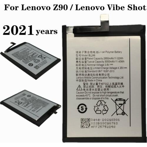 2021 For Lenovo Z90 / Lenovo Vibe Shot Z90-7 Z90A40 MAX Phone Battery BL246 3000mAh High Quality Rechargeable Battery