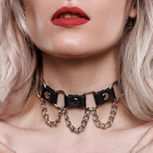 2021 Women Collar Bdsm Neck Leather Belt Harness Sexy Bondage Collar Choker Erotic Goth Pole Dance Club Accessories Neck Loop
