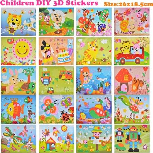 EVA 3D Stickers 3D Pasting Paper Children Handmade DIY Materials Kids DIY Craft Toys baby Kindergarten Puzzle Toy Stereo Sticker
