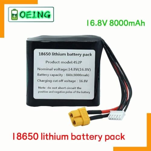 2021 The latest 4s2p 14.8V 8000mah 18650 high capacity rechargeable battery for UAV is used for various RC UAV quadcopter XT60