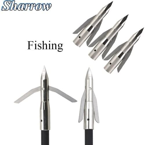 Crossbow Hunting Arrowhead Bow Fishing Arrow Head Slingshot ID 8mm Points Tips Stainless Steel Broadhead Compound Bow Shooting