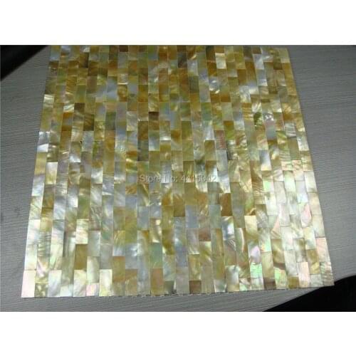 Seamless yellow mother of pearl mosaic tile for home decoration backsplash and bathroom wall tile 5square feet/lot brick pattern