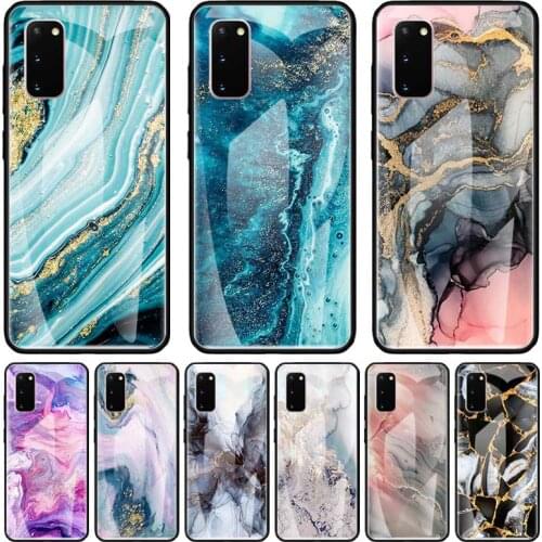 Colorfull marble Tempered Glass Phone Case for Samsung Galaxy S20 FE S10 Plus S10e S9 S8 Phone Shell Note 10+ 10 Lite Capa Bag