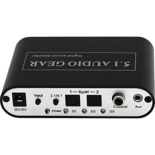 Digital Sound Decoder 5.1 Audio Gear Audio Converter LPCM To 5.1 Analog Output 2.1 with USB for PS2 PS3 XBOX 360 DVD PC HDTV