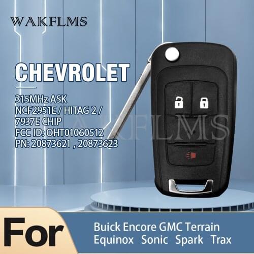 For Chevrolet Equinox Sonic Spark Trax Flip Car Key 433MHz Ask NCF2951E OHT01060512 20873621 20873623