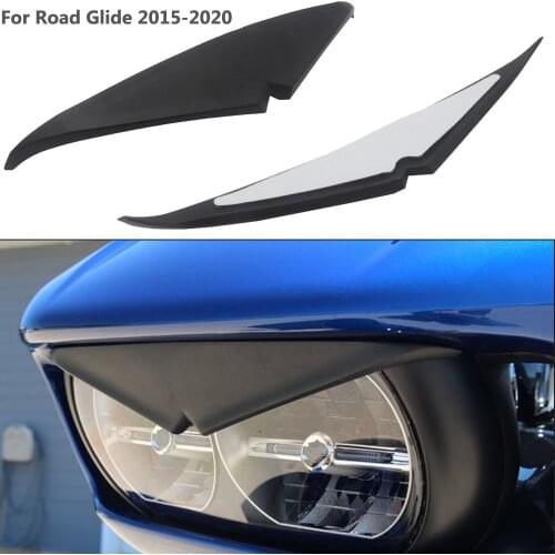 Motorcycle Headlight Trim Headlamp Eyebrow Eyelid Sticker Decoration Upper Tip Cover Visor Accent For Harley Road Glides 15-20