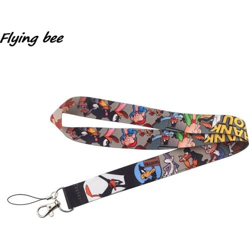 Flyingbee Cartoon Rabbit Pig Duck Key Chain Lanyard Gifts For Child Students Friends Phone USB Badge Holder Necklace X1360