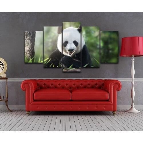 HD Prints Pictures For Living Room Home Decoration Animal Poster 5 Pieces Cute Panda Paintings Modular Wall Art Framework