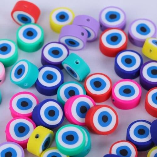 100pcs 10mm Evil Eye Round Clay Polymer Beads Are Used To Making DIY Jewelry Bracelet Necklace Accessories