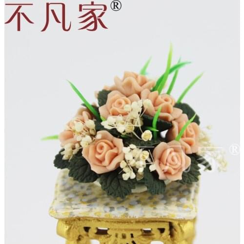 1:12 scale dollhouse Pink Mini flower Handmade Floral art