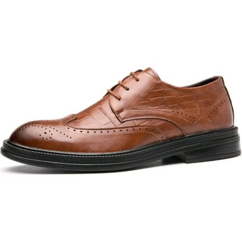 2021 Classic Mens Formal Dress Shoes Crocodile Pattern Flat Shoes Mens Designer Dress Shoes Mens Christmas Party Shoes