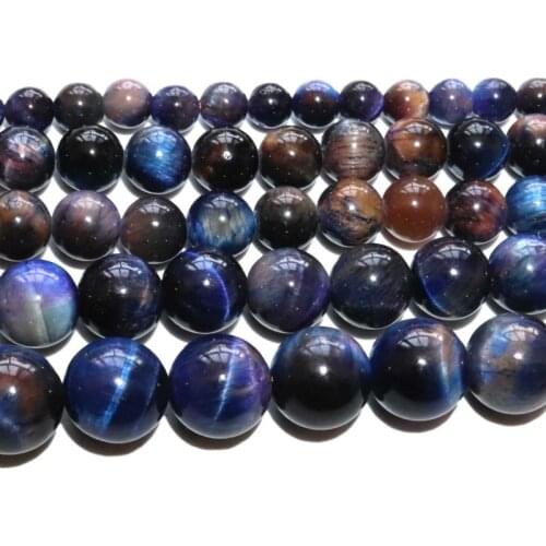 Natural Stone Purple Blue Bicolor Tiger Eye Round Loose Spacer Beads For Jewelry Making DIY Bracelet Accessories 6/8/10/12mm