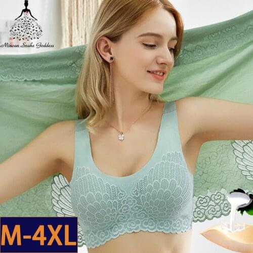 Plus Size Bras for Women 3XL 4XL Push Up Seamles Bra Latex Bralette Top Bh Comfort Cooling Gathers Shock-Proof Pad Female