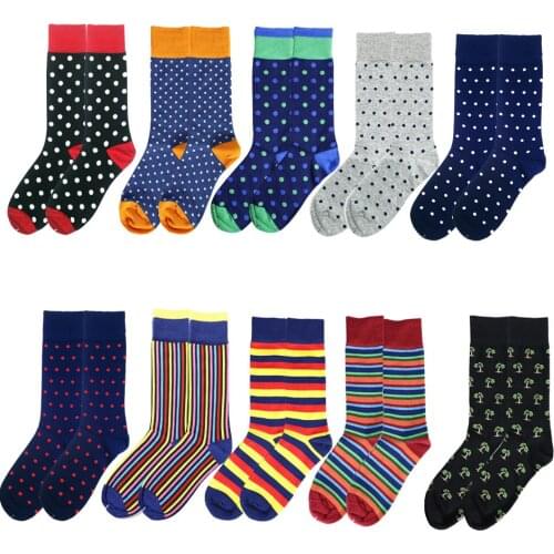 PEONFLY Classical Colorful Mens Combed Cotton Socks High Quality Happy Business Socks Long Tube Wedding Gift socks for Man