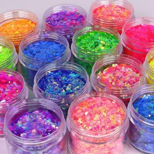 2021 New Nail Sequins Super Glitter Color Glitter Powder Bottled Fluorescent Glitter Fairy Eye Nail Sticker Set Manicure Tools