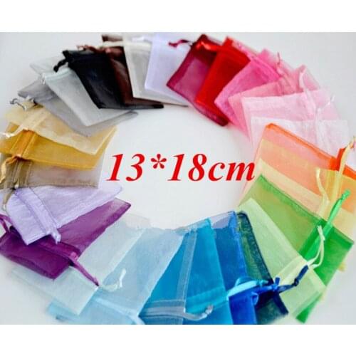 Wholesale Organza Bag 13x18 Cm Jewelry Packaging Display Pouches Wedding Christmas Gift Bags Jewelry Bags & Pouches 100pcs/Lot