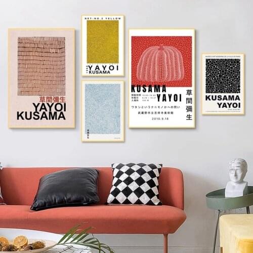 Yayoi Kusama Artwork Exhibition Posters and Prints Gallery Wall Art Pictures Museum Canvas Painting for Living Room Home Decor