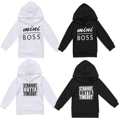 Casual Newborn Toddler Kids Unisex Baby Boy Girl Long Sleeve Letter Print Hooded Sweatshirt Hoodies Tee Tops Children Clothes