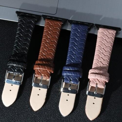 Mens Leather Fabric Strap For iWatch 12345 Unisex 38mm 40mm 42mm 44mm Watch Band Black Stainless Steel Buckle Strap For Women