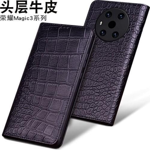 Luxury Genuine Leather Flip Phone Case For Honor Magic3 Pro Leather Half Pack Phone Cover For Honor Magic 3 Pro Cases Shockproof