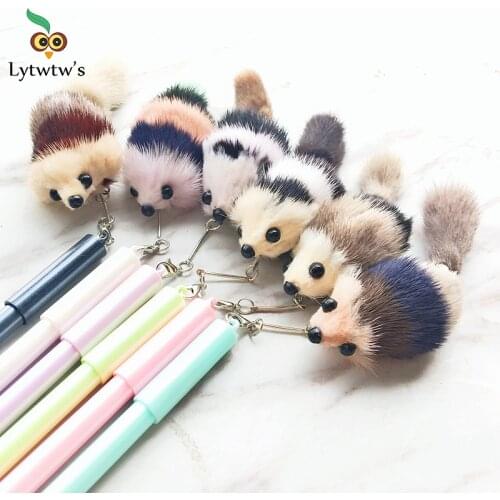 1 Piece Stuffed Mouse Pendant fluffy Gel Pen School Office Supplies Gift toy stationery cute kawaii creative sweet pretty lovely