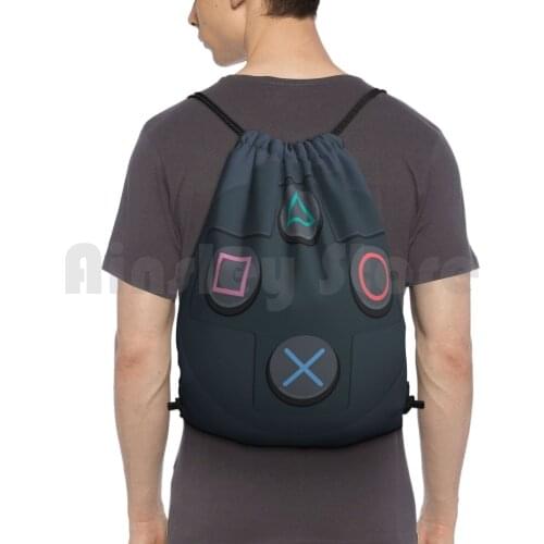 Controller Buttons Backpack Drawstring Bag Riding Climbing Gym Bag Games Gamer Vector Kids Joystick Gamepad Flat Ps2 Ps4